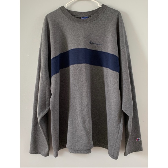 Champion Other - Champion Size XXL Gray Sweatshirt Pullover Top Long Sleeve Crew Neck Stripe Logo